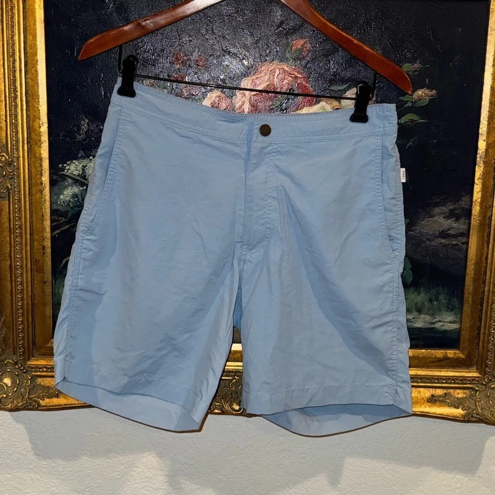 ONIA The Calder Men’s Light Blue Lined Swim Beach Trunks with Inner Ties Size M